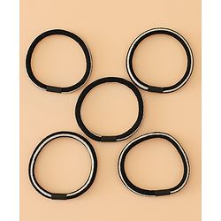 Pine Kids Free Size Hair Rubber Bands Pack of 5 - Black