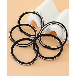 Pine Kids Free Size Hair Rubber Bands Pack of 5 - Black