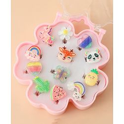 Babyhug Finger Ring Pack of 12 Multicolor Free Size Girl - Pink