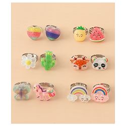 Babyhug Finger Ring Pack of 12 Multicolor Free Size Girl - Pink
