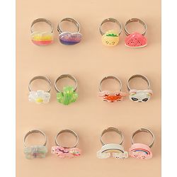 Babyhug Finger Ring Pack of 12 Multicolor Free Size Girl - Pink