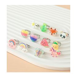 Babyhug Finger Ring Pack of 12 Multicolor Free Size Girl - Pink