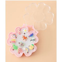 Babyhug Finger Ring Pack of 12 Multicolor Free Size Girl - Pink