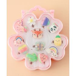 Babyhug Finger Ring Pack of 12 Multicolor Free Size Girl - Pink