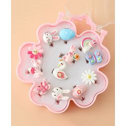 Babyhug Finger Ring pack of 12 Multicolor Free Size Girl - Pink & White