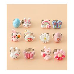 Babyhug Finger Ring pack of 12 Multicolor Free Size Girl - Pink & White