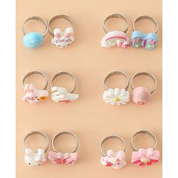Babyhug Finger Ring pack of 12 Multicolor Free Size Girl - Pink & White