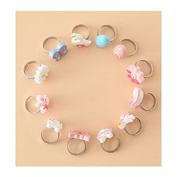 Babyhug Finger Ring pack of 12 Multicolor Free Size Girl - Pink & White