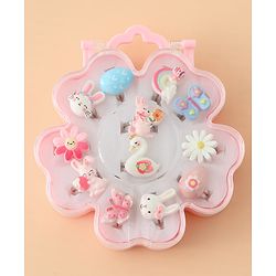 Babyhug Finger Ring pack of 12 Multicolor Free Size Girl - Pink & White