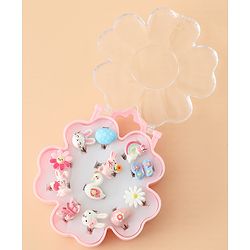 Babyhug Finger Ring pack of 12 Multicolor Free Size Girl - Pink & White