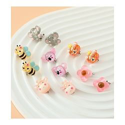 Babyhug Earrings Multicolor Free Size Girl Pair of 6 - Pink & Puprle