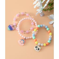 Babyhug Pastel Beaded Charm Bracelet Set - Pink & Blue