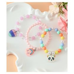 Babyhug Pastel Beaded Charm Bracelet Set - Pink & Blue