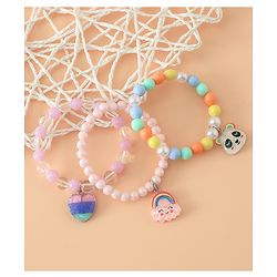 Babyhug Pastel Beaded Charm Bracelet Set - Pink & Blue