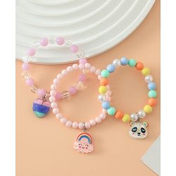 Babyhug Pastel Beaded Charm Bracelet Set - Pink & Blue