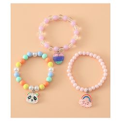 Babyhug Pastel Beaded Charm Bracelet Set - Pink & Blue