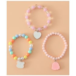 Babyhug Pastel Beaded Charm Bracelet Set - Pink & Blue
