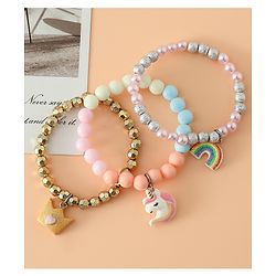 Babyhug Pastel Beaded Charm Bracelet Set - Pink & Blue