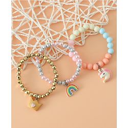 Babyhug Pastel Beaded Charm Bracelet Set - Pink & Blue