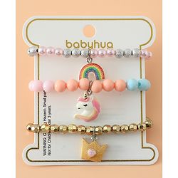 Babyhug Pastel Beaded Charm Bracelet Set - Pink & Blue