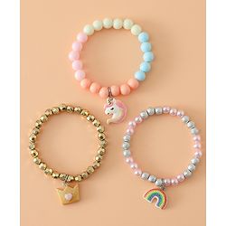 Babyhug Pastel Beaded Charm Bracelet Set - Pink & Blue
