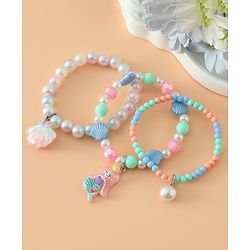 Babyhug Pastel Beaded Charm Bracelet Set - Pink & Blue