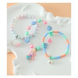 Babyhug Pastel Beaded Charm Bracelet Set - Pink & Blue