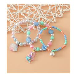 Babyhug Pastel Beaded Charm Bracelet Set - Pink & Blue
