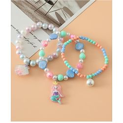 Babyhug Pastel Beaded Charm Bracelet Set - Pink & Blue