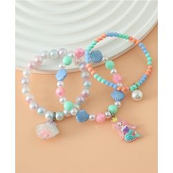 Babyhug Pastel Beaded Charm Bracelet Set - Pink & Blue