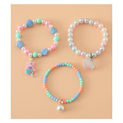 Babyhug Pastel Beaded Charm Bracelet Set - Pink & Blue