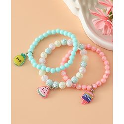 Babyhug Pastel Beaded Charm Bracelet Set - Pink & Green