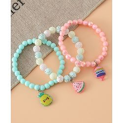 Babyhug Pastel Beaded Charm Bracelet Set - Pink & Green