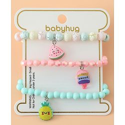 Babyhug Pastel Beaded Charm Bracelet Set - Pink & Green