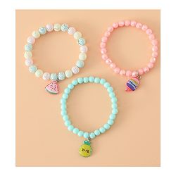 Babyhug Pastel Beaded Charm Bracelet Set - Pink & Green