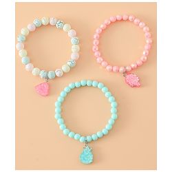 Babyhug Pastel Beaded Charm Bracelet Set - Pink & Green