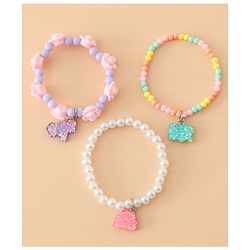 Babyhug Pastel Beaded Charm Bracelet Set - Pink & White
