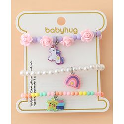 Babyhug Pastel Beaded Charm Bracelet Set - Pink & White