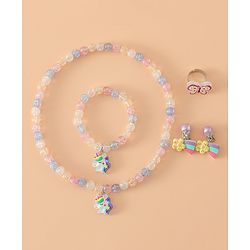 Babyhug Kids Pastel Beaded Jewellery Set with Cute Charms - Pink & Blue