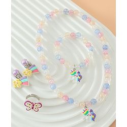 Babyhug Kids Pastel Beaded Jewellery Set with Cute Charms - Pink & Blue
