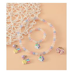 Babyhug Kids Pastel Beaded Jewellery Set with Cute Charms - Pink & Blue