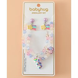 Babyhug Kids Pastel Beaded Jewellery Set with Cute Charms - Pink & Blue