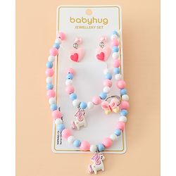 Babyhug Kids Pastel Beaded Jewellery Set with Cute Charms - Pink & Red