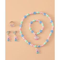Babyhug Kids Pastel Beaded Jewellery Set with Cute Charms - Pink & Red