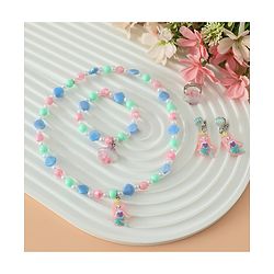 Babyhug Kids Pastel Beaded Jewellery Set with Cute Charms - Pink & Red
