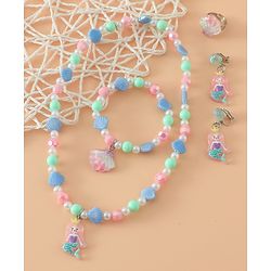 Babyhug Kids Pastel Beaded Jewellery Set with Cute Charms - Pink & Red
