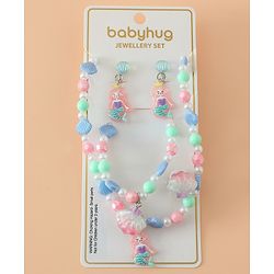 Babyhug Kids Pastel Beaded Jewellery Set with Cute Charms - Pink & Red