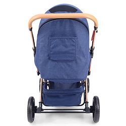 Babyhug Landscape Stroller with Reversible Handle Blue| Multi-Recline Backrest| UV Protection Canopy| 5-Point Harness| All-Wheel Suspension| Swivel Wheels| Trolley-Style Pull Handle| Linked Brake