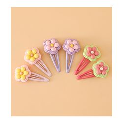 Babyhug Snap Clips With Floral Applique Free Size - Purple Red Yellow