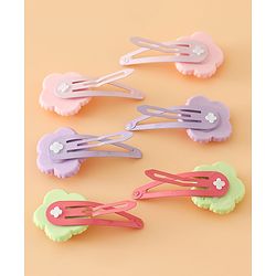 Babyhug Snap Clips With Floral Applique Free Size - Purple Red Yellow